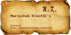 Marischek Kleofás névjegykártya